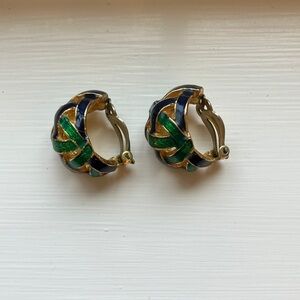 Elegant Gold and Green Hoop Earrings